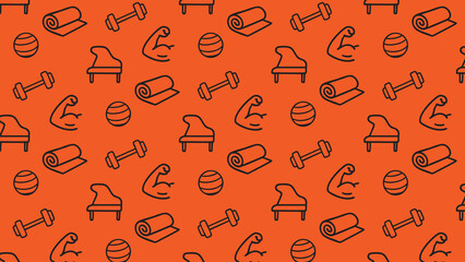 Naklejka premium Gym doodle vector pattern design