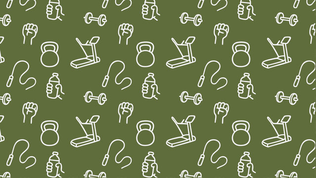 Gym doodle vector pattern design