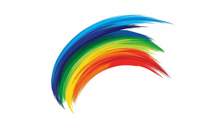 Obraz premium Vibrant, broad brush strokes form a spectrum arc on a white background