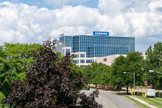 Ridgefield Park, NJ, USA - August 23, 2022: Samsung Electronics America Corporate office in Ridgefield Park, NJ, USA. Samsung is a South Korean manufacturing conglomerate. 