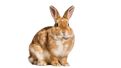 Obraz premium Isolated adorable domestic rabbit, a fluffy and cute pet animal, sitting calmly