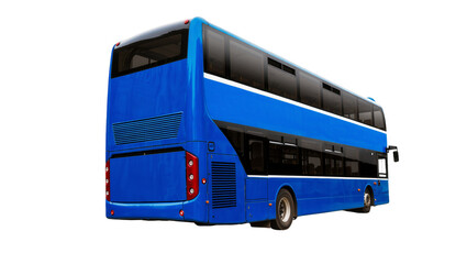 Isolated modern blue double-decker public transport bus for city tourism or travel © Miguel