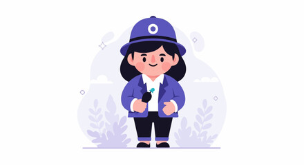 A person in a hat and jacket holds a microphone, with abstract plants and clouds in background