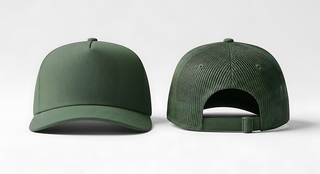 Mockup of a forest green color trucker cap