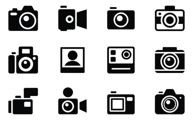 Camera Icon, photo and video camera symbol set, vector illustration for photography, videography