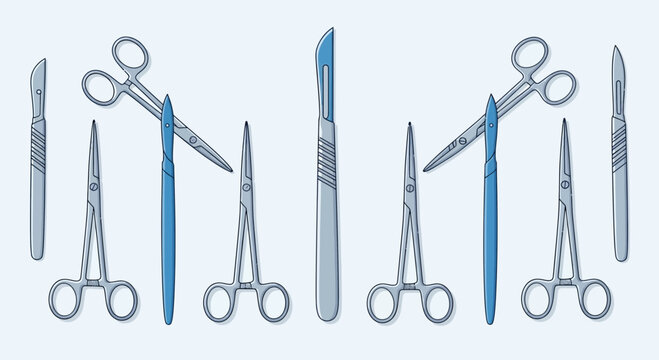 Medical Tools Arranged On A Pale Background Depicting Surgical Precision