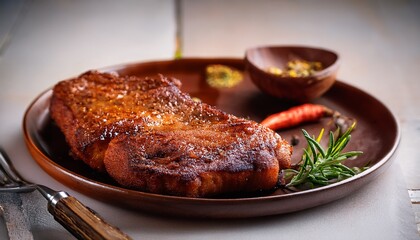 close up fried fried meat in plate