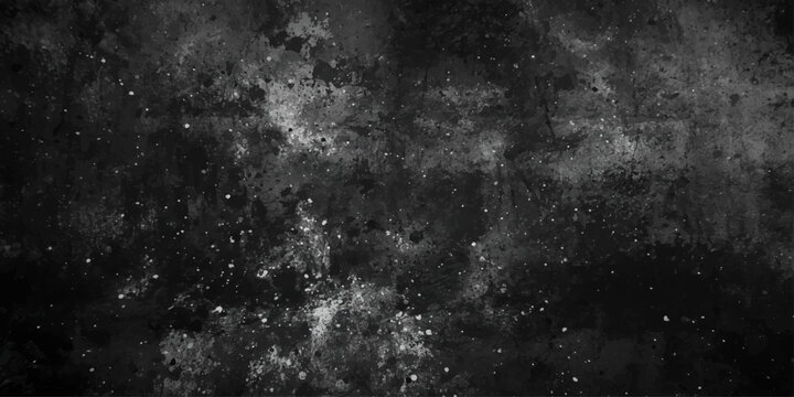 A dark grunge abstract background featuring a smoky black and white texture with swirling nebula clouds, starlight dust, and a stormy motion pattern