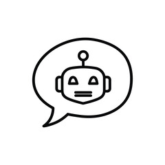 Obraz premium A simple line drawing of a robot in a speech bubble