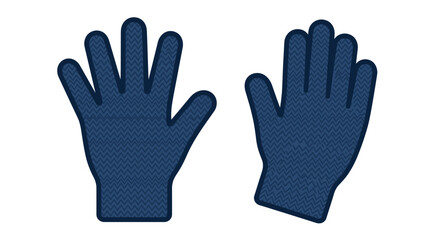 Obraz premium A vector illustration of a pair of warm, blue knitted gloves. This flat design icon with a chevron pattern is perfect for winter, autumn, or cold weather concepts and apparel design.
