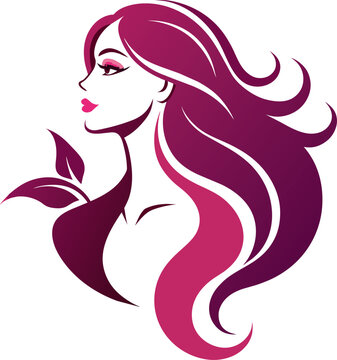Girl with long flowing hair fashion illustration silhouette vector art