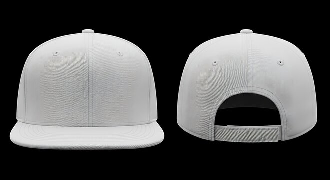 mockup of a solid white color snapback cap