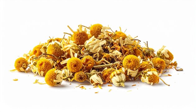 Pile of Dried Chamomile Flowers Ready for Herbal Tea.