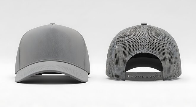 Mockup of a steel grey color trucker cap