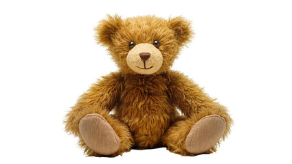 Isolated adorable cuddly brown teddy bear, a classic soft plush toy for kids and nurseries.