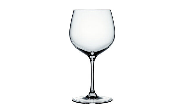 Isolated empty elegant clear glass wine goblet stemware for beverages and celebration
