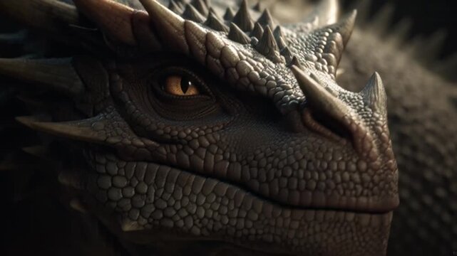 A striking macro close-up portrait showcases the intricate green scales and intense eye of a wild dragon reptile in its tropical nature habitat