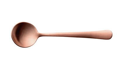 Isolated elegant rose gold modern metal spoon with matte finish for kitchen or dining