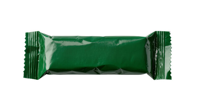 Isolated blank glossy green packaging for sweet candy chocolate bar or protein snack