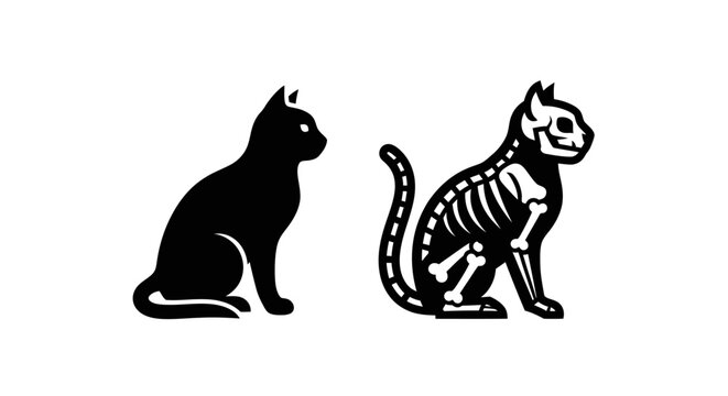 Black cat and skeleton cat.