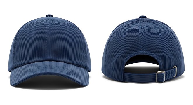 Mockup of a dark peacock blue color corduroy cap