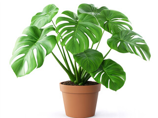 Obraz premium monstera plant in a pot, isolated on a transparent background.