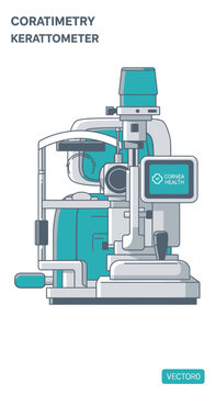 Modern Keratometry Equipment Illustration for Eye Health, Medical Technology and Vision Analysis