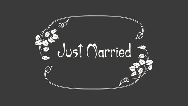 Just Married &ndash; Art Nouveau Botanical Wedding Title (Alpha Channel)