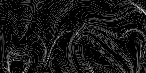 Abstract topographic lines pattern black and white background © Ridwan