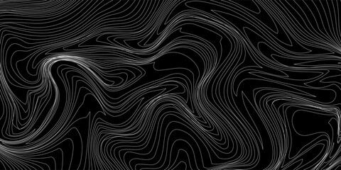 Abstract topographic lines pattern black and white background © Ridwan
