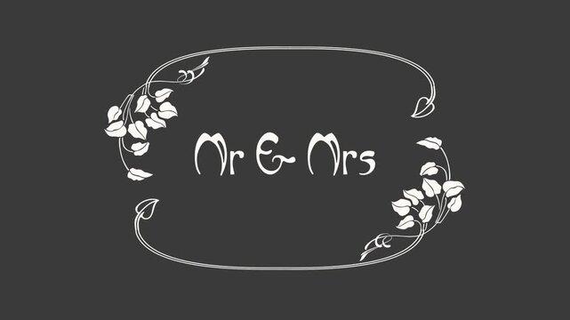Mr & Mrs &ndash; Art Nouveau Botanical Wedding Title (Alpha Channel)
