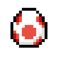 Fototapeta premium Vibrant retro-style pixelated egg illustration, a charming digital graphic asset perfect for gaming themes or nostalgic designs, embodying classic 8-bit visual aesthetics