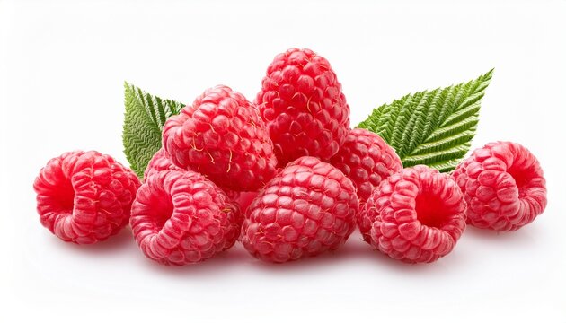 fresh raspberries isolated on white background