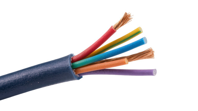 Isolated multicore electrical cable with exposed copper wires and vibrant insulation