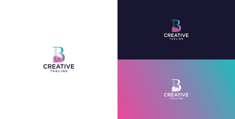 smart bulb logo icon. bulb logo technology. initial logo design B © micky_adb