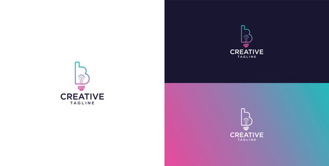 smart bulb logo icon. bulb logo technology. initial logo design B © micky_adb