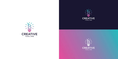 smart bulb logo icon. bulb logo technology. initial logo design B © micky_adb