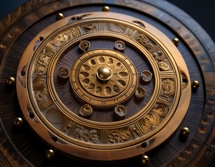 lunar calendar a close up of a handcrafted lunar calendar made from wood and brass