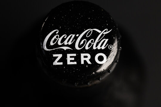 Macro Top View of Coca-Cola Zero Bottle Cap with Condensation