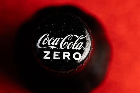 Macro Top View of Coca-Cola Zero Bottle Cap with Condensation