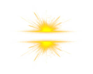 Fototapeta premium Yellow light burst glows with neon flashes, sparkling stars, and radiant energy beams. Bright luminous waves drift around a warm glowing explosion. Transparent PNG enhances digital motion graphics.