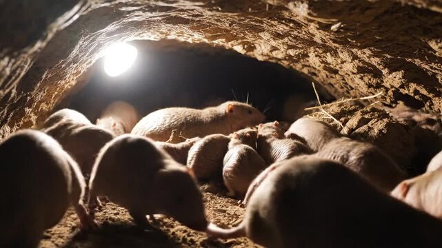 Naked Mole-Rat Colony Bustles Within Its Underground Tunnel