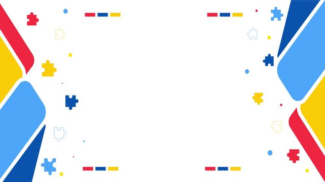 Autism Awareness Puzzle Pieces Frame Animation Video 
