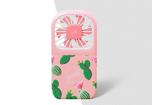 Portable Handheld Fan Branding Mockup with Transparent Background