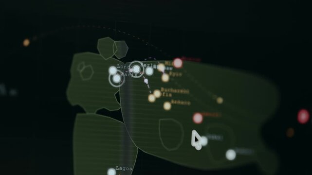 Animated world map displaying global cyber threats