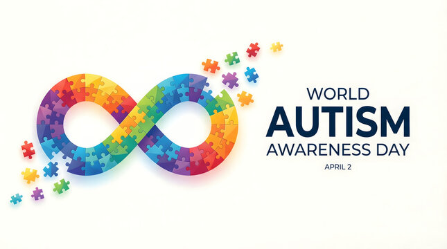 Colorful Infinity Puzzle Ribbon for World Autism Awareness Day April 2