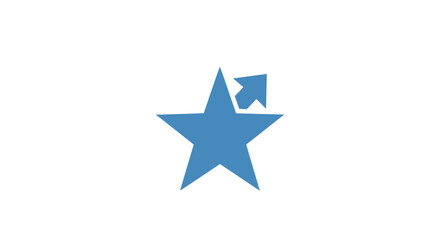 Obraz premium Blue Star with an Arrow Icon, Symbolizing Progress and Upward Movement Against a White Background