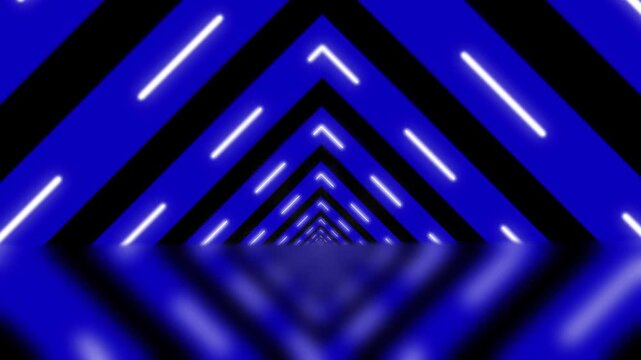 Abstract blue and white geometric stripes vj loop background with white accents and mirror reflection