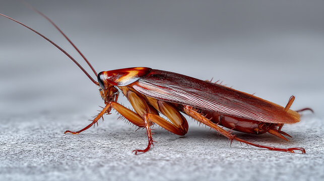 A close-up view of a cockroach on a surface