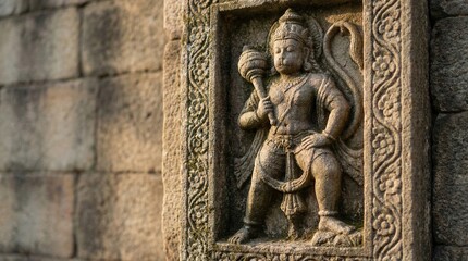 Happy Hanuman Jayanti Traditional Hanuman Face Vector Hindu Devotional Illustration   with white background for card, poster, holding design.